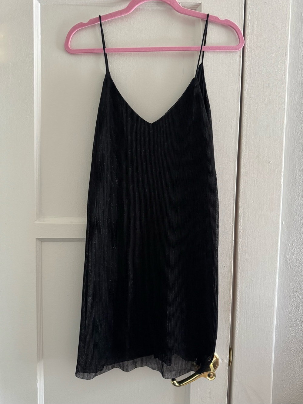 Cotton Candy Black V-Neck Spaghetti Strap Mini Dress